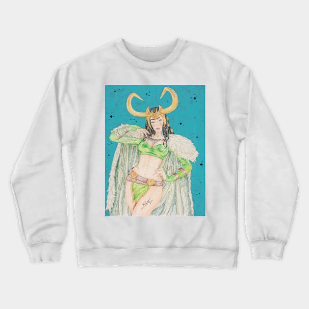 Lady Loki Crewneck Sweatshirt by Jagermus Prime